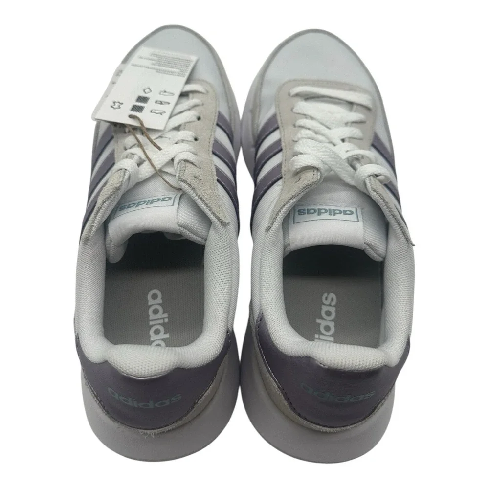 Adidas Run 60s 2.0‎ Running Shoes Womens Sz 9 White/Metallic Purple Sneakers